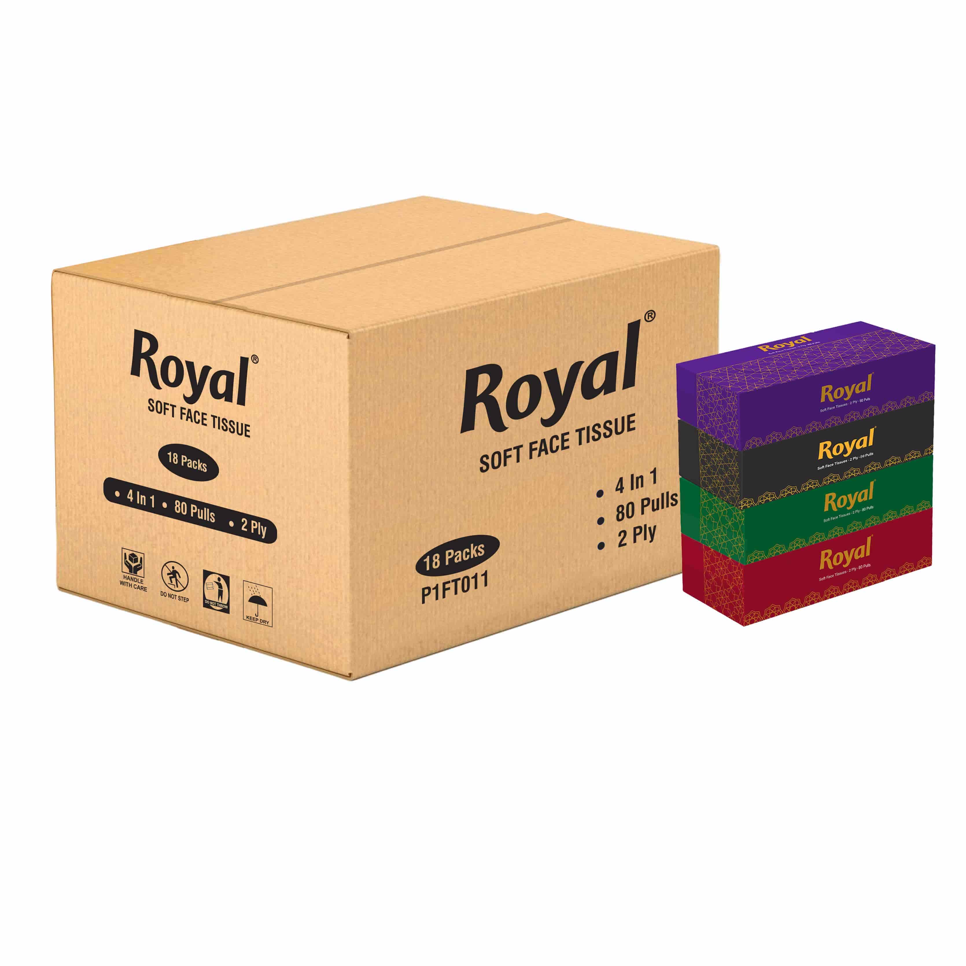 Royal Tissue Paper Box 80 Pulls pack of 4
